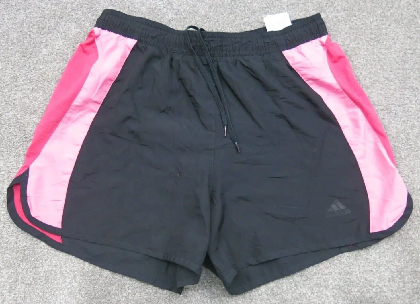 Adidas Athletics Shorts Girls Small Black Pink Mid Rise Sports Running Shorts