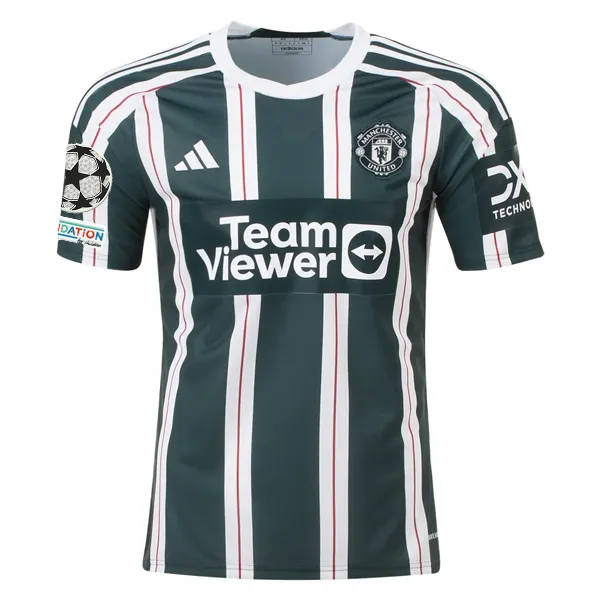 adidas Manchester United Anthony Martial Away Jersey w/ Champions League Patches 23/24 (Green Night/Core White)