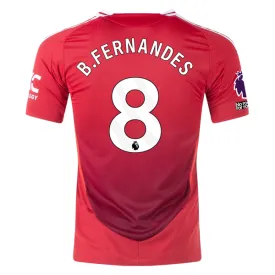 adidas Manchester United Authentic Bruno Ferandes Home Jersey w/ EPL   No Room For Racism Patches 24/25 (MUFC Red/Bright Red)