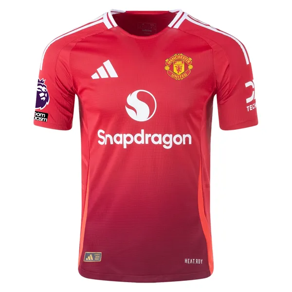 adidas Manchester United Authentic Bruno Ferandes Home Jersey w/ EPL   No Room For Racism Patches 24/25 (MUFC Red/Bright Red)