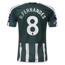 adidas Manchester United Bruno Fernandes Away Jersey w/ EPL   No Room For Racism Patches 23/24 (Green Night/Core White)