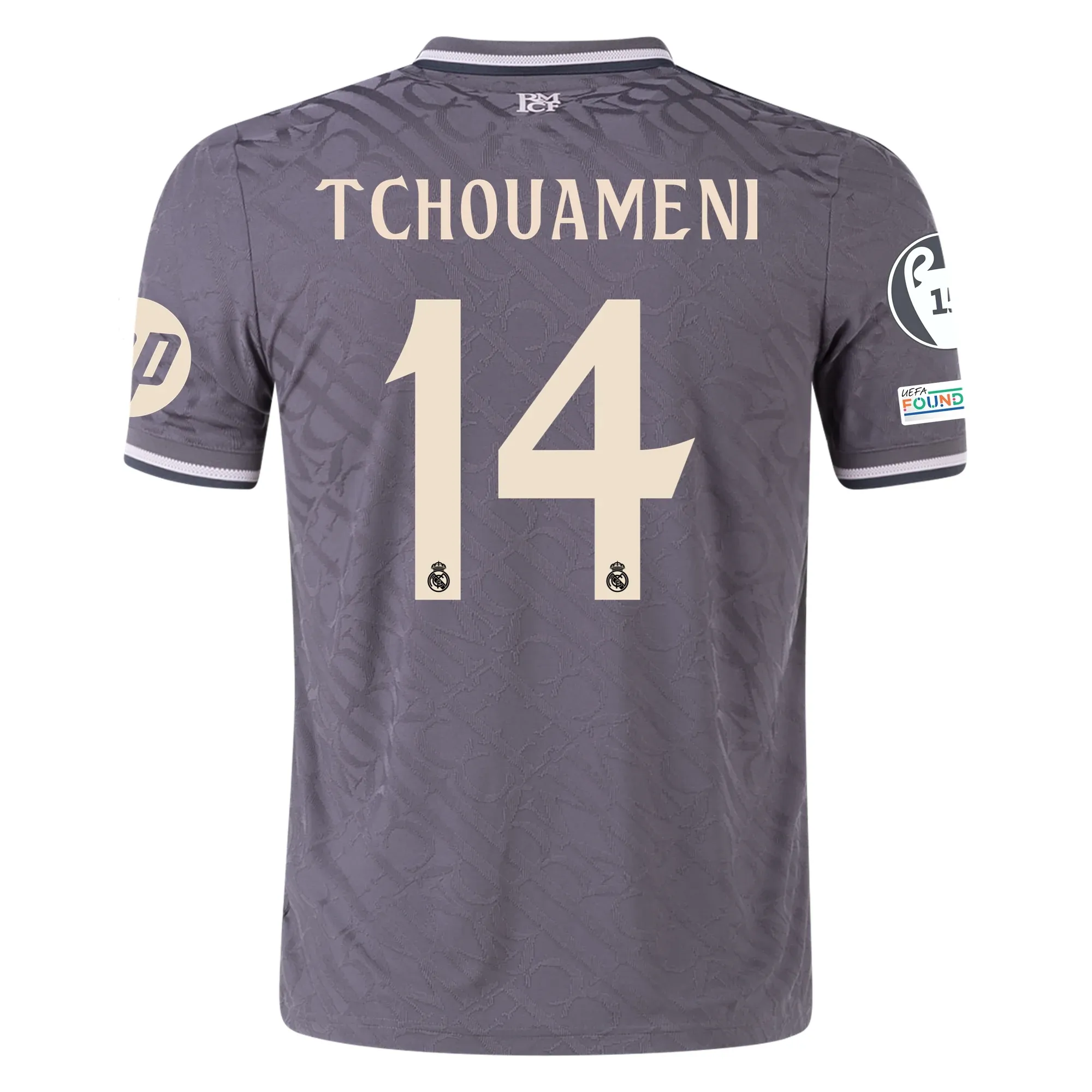 adidas Real Madrid Authentic Aurélien Tchouaméni Third Jersey w/ Champions League Patches 24/25 (Charcoal)