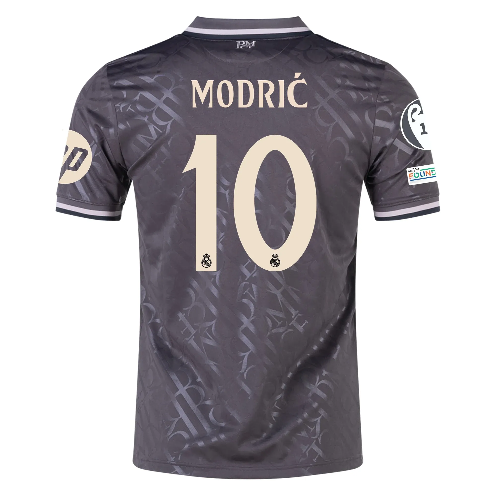 adidas Real Madrid Luka Modric Third Jersey w/ Champions League Patches   HP Sponsor 24/25 (Charcoal)