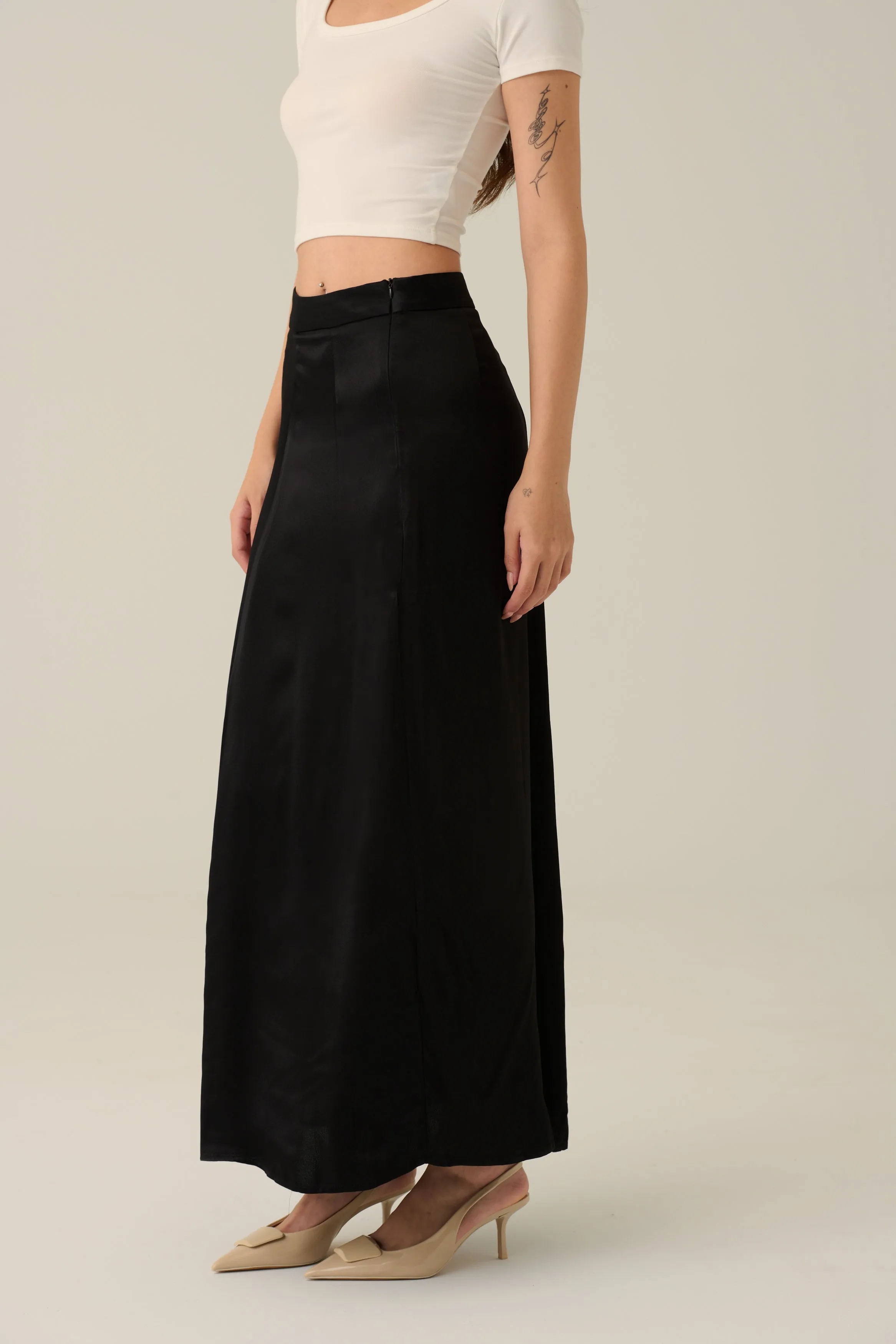 Beauty in you high waisted silky skirt