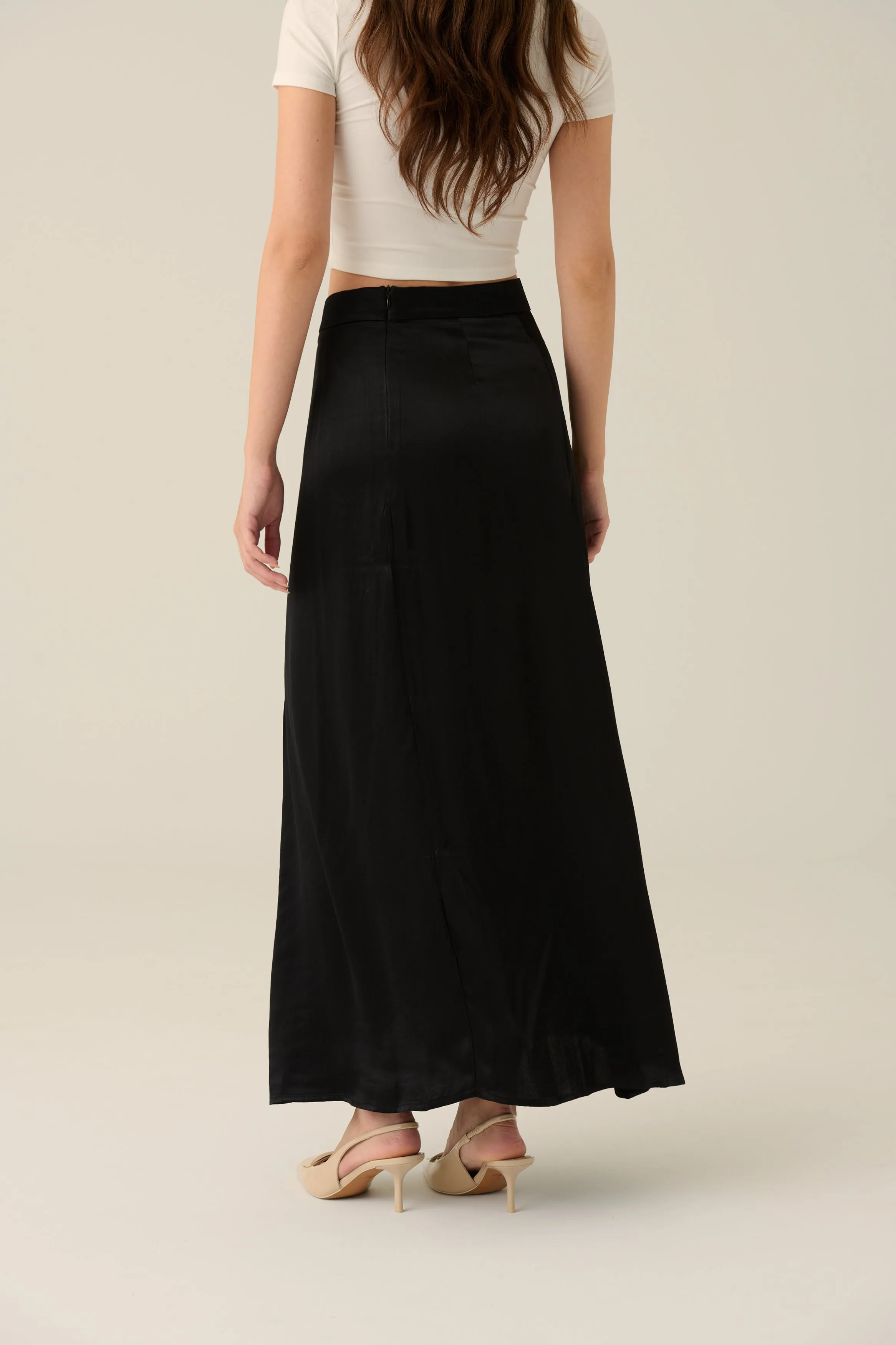 Beauty in you high waisted silky skirt