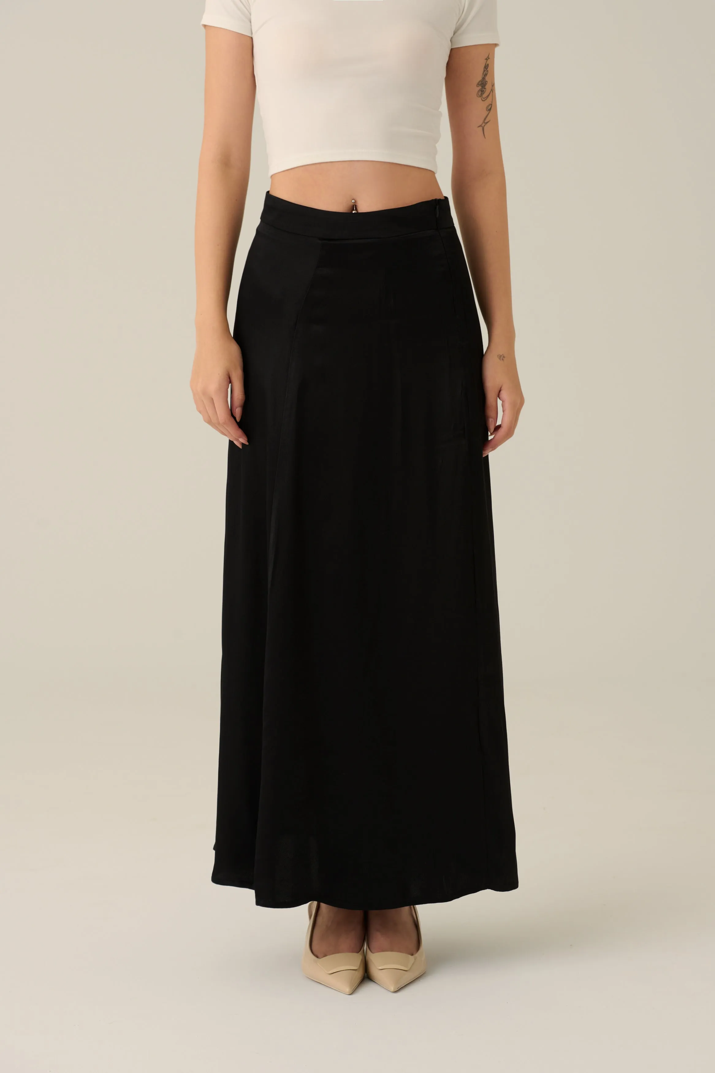 Beauty in you high waisted silky skirt