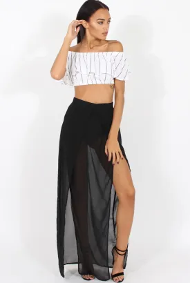 Black High Waisted Sheer Maxi Skirt - Ivy