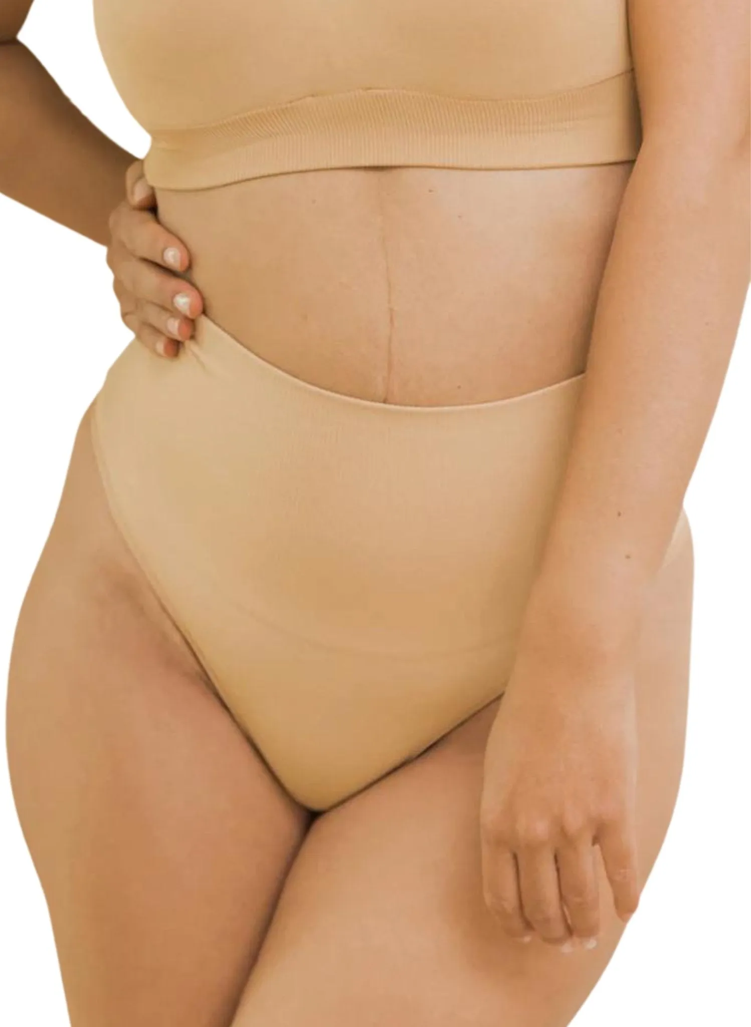 BLANQI Seamless Postpartum Hipster Compression Thong - Nude