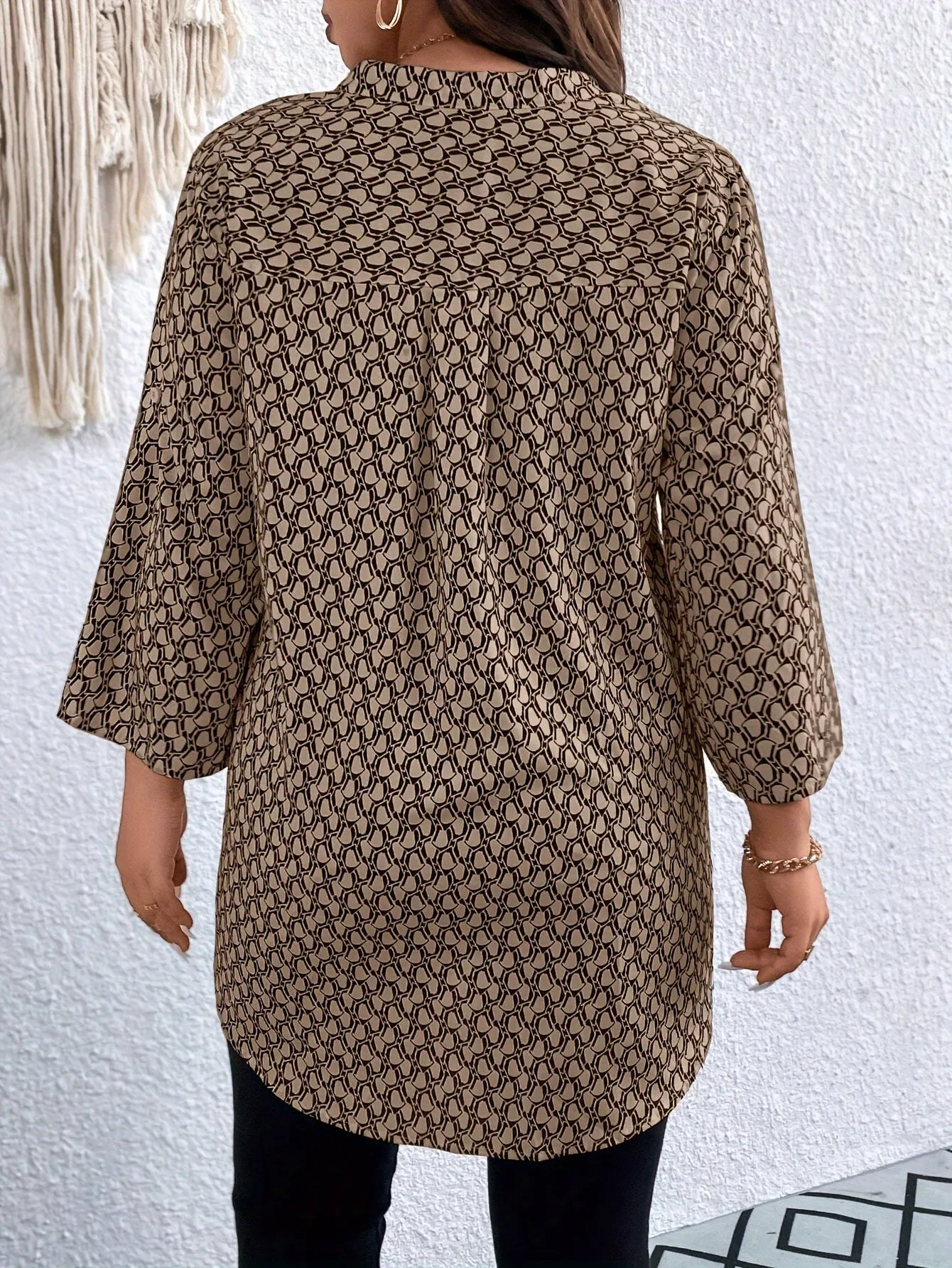 Chic Allover Print Plus Size Tunic Top for Women