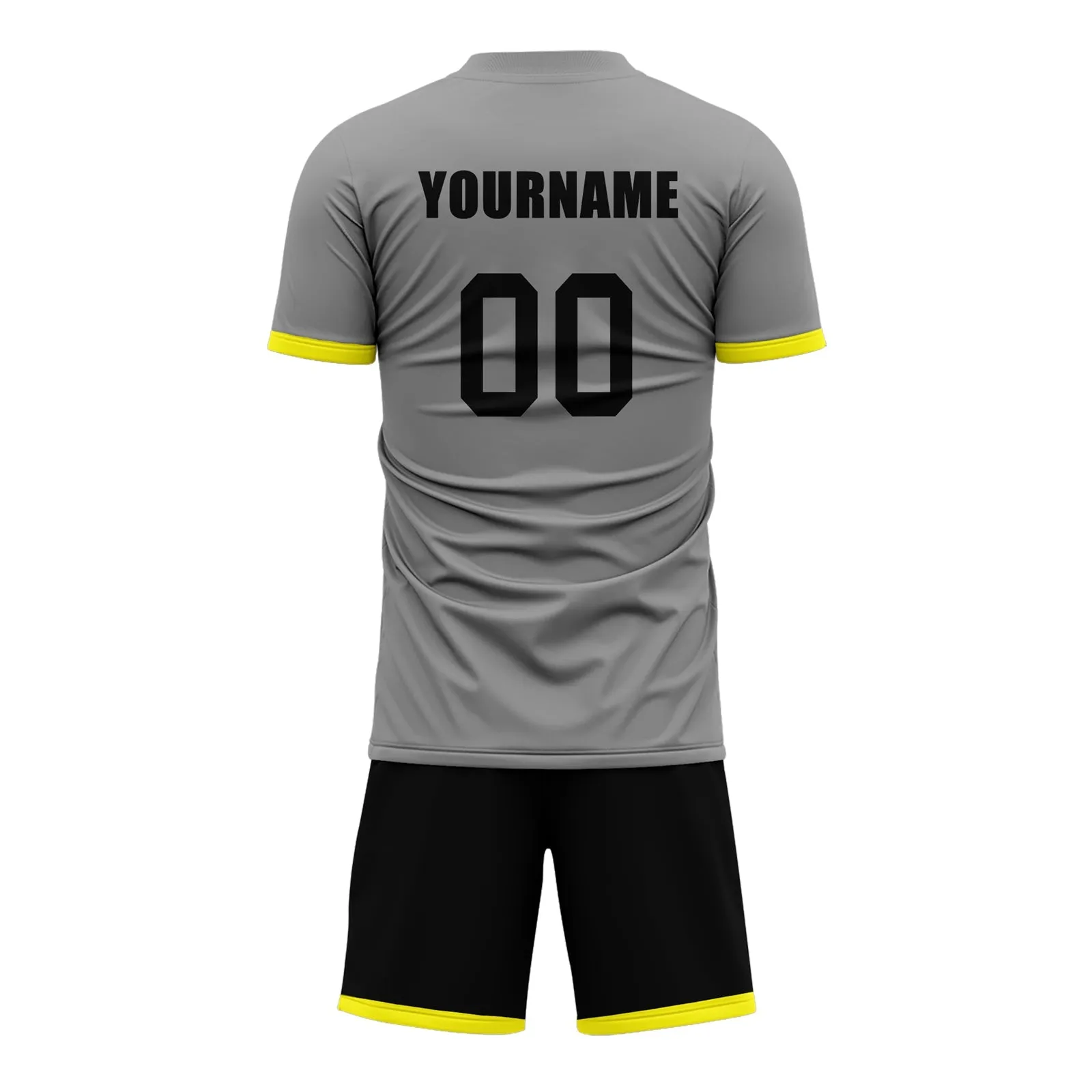 Custom Gray Yellow Soccer Sets Jersey Personalized SCJ101-D020131-9