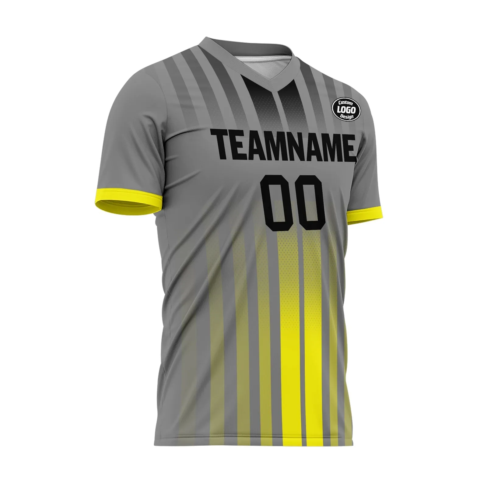 Custom Gray Yellow Soccer Sets Jersey Personalized SCJ101-D020131-9