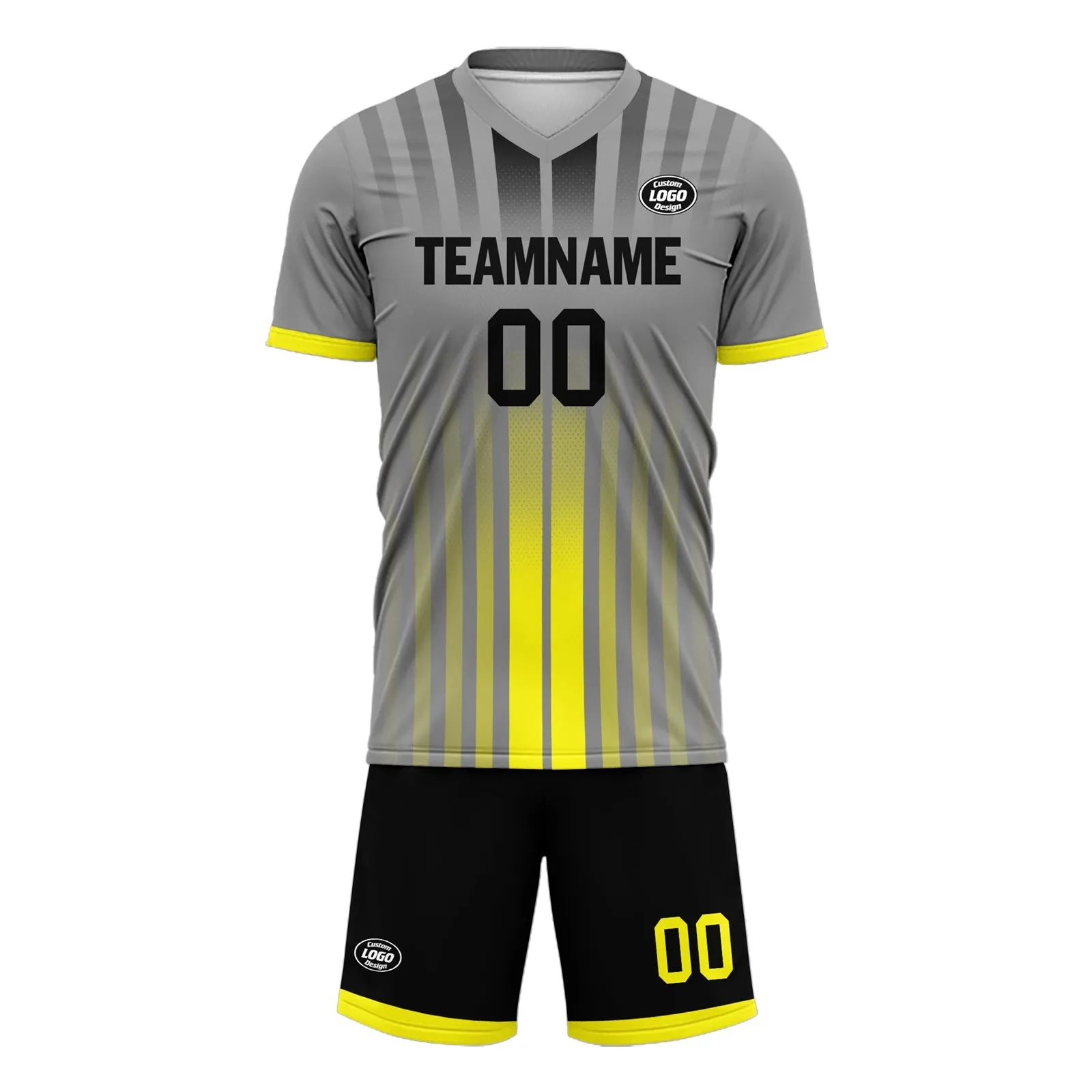 Custom Gray Yellow Soccer Sets Jersey Personalized SCJ101-D020131-9