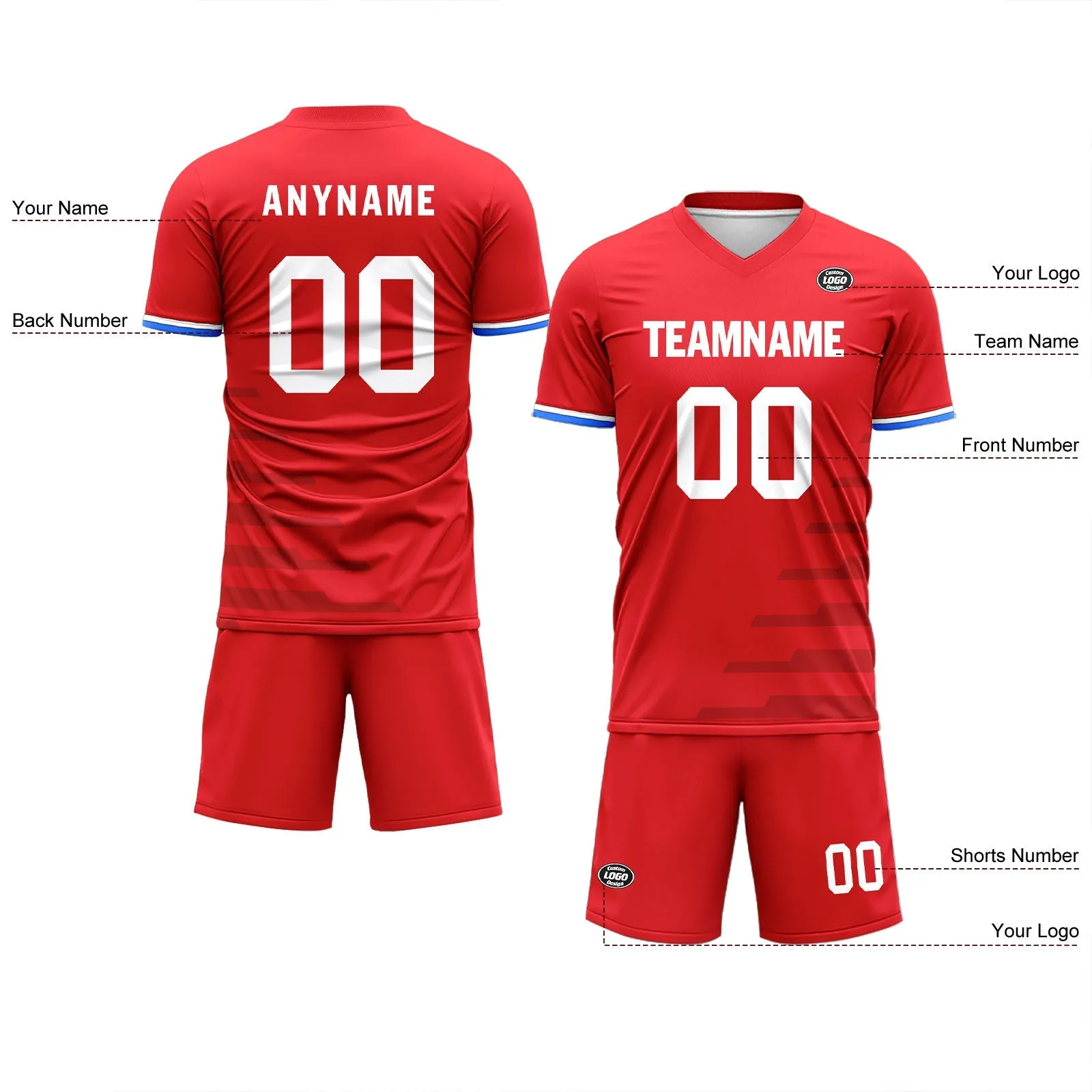 Custom Red Soccer Sets Jersey Personalized SCJ101-D28005