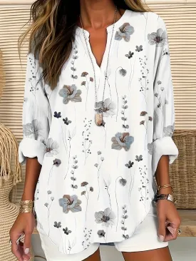 Floral Print Plus Size Tunic Shirt for Women