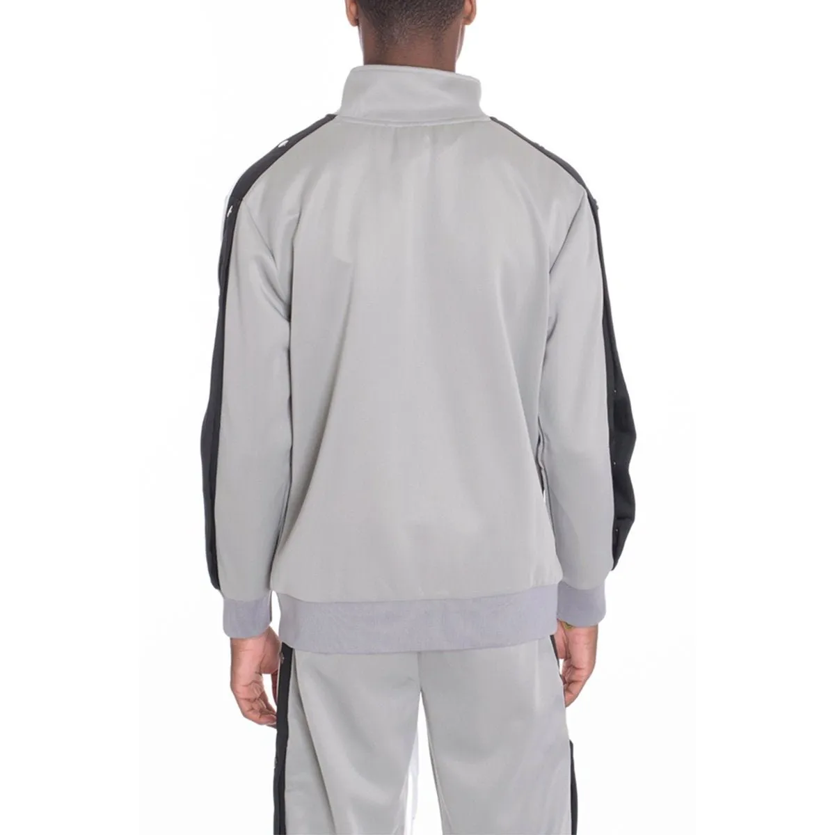 Grey Snap Button Track Jacket