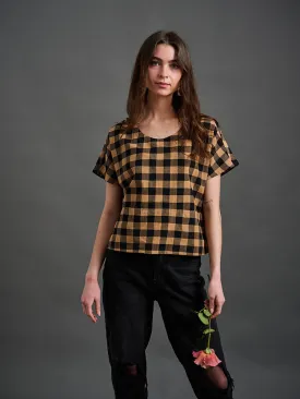 Odelia Top - Black & Tan Gingham