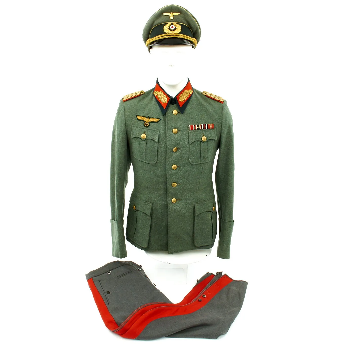 Original German WWII Named Identified Major General Uniform Set - Generalmajor Ernst Graewe