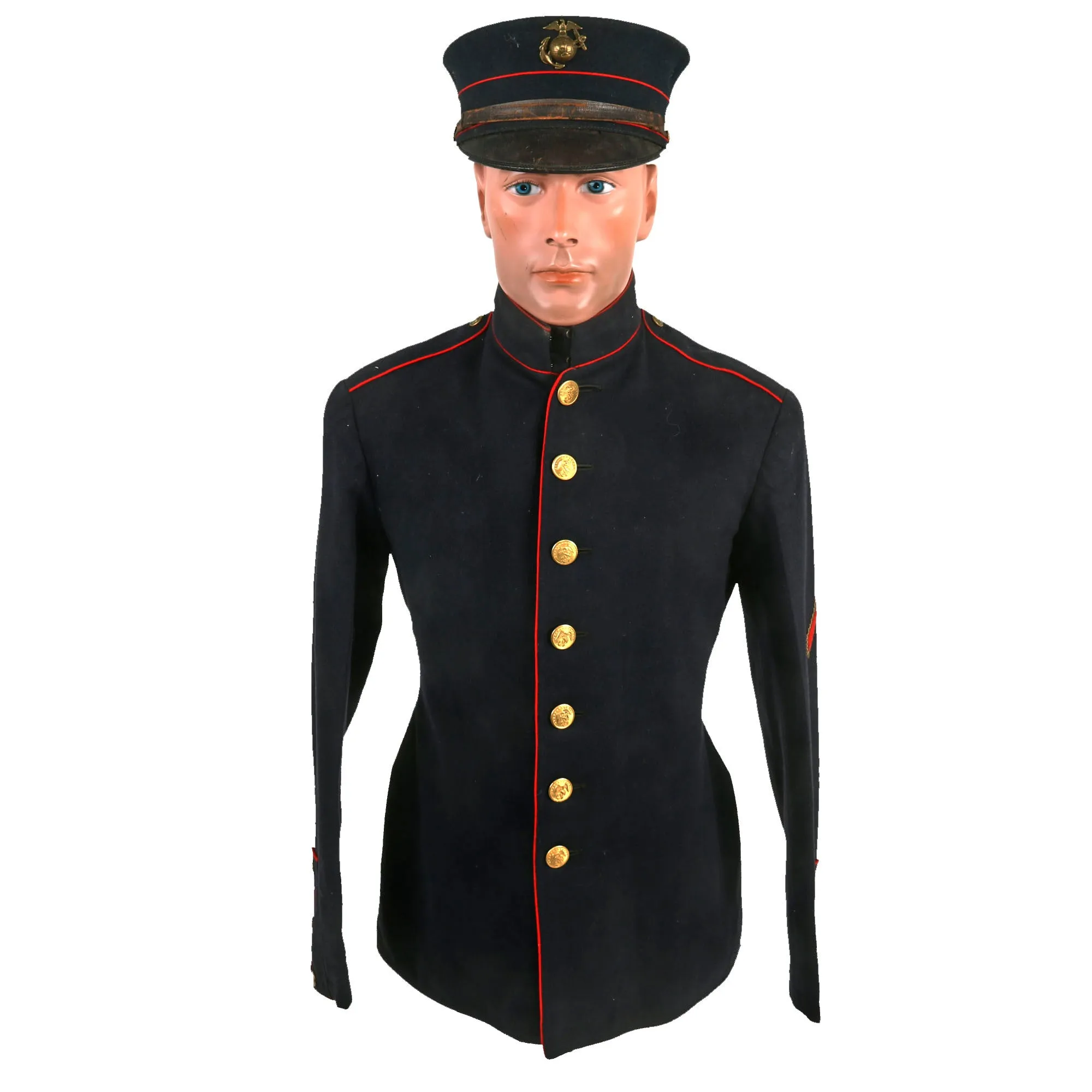 Original Identified WWI United States Marine Corps M1912 Dress Blue Uniform & Bell Crown Service Cap