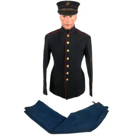 Original Identified WWI United States Marine Corps M1912 Dress Blue Uniform & Bell Crown Service Cap