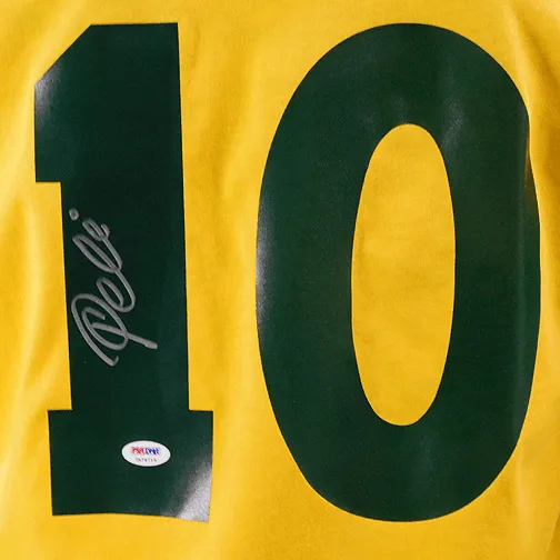 Pele Signed Brazil Yellow Soccer Jersey (Beckett)