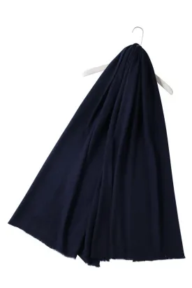 Plain Pure Cashmere Scarf - Navy Blue