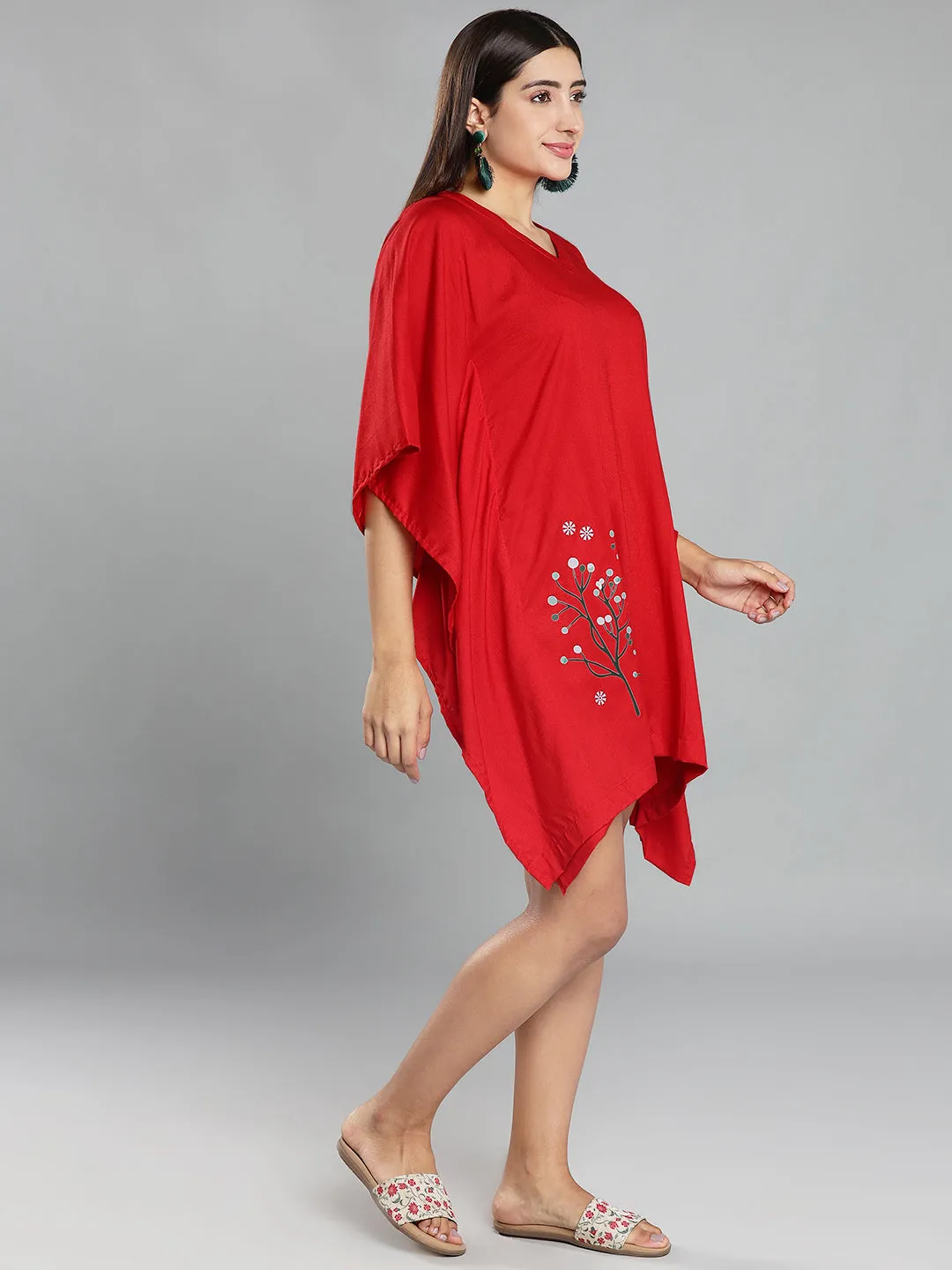 Red Rayon Kaftan - Jolly