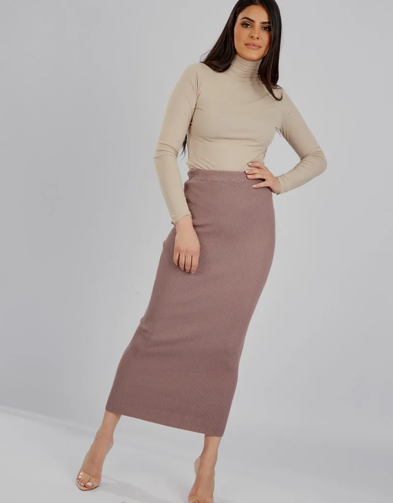 Ribbed Knit Skirt - Shades of Purple