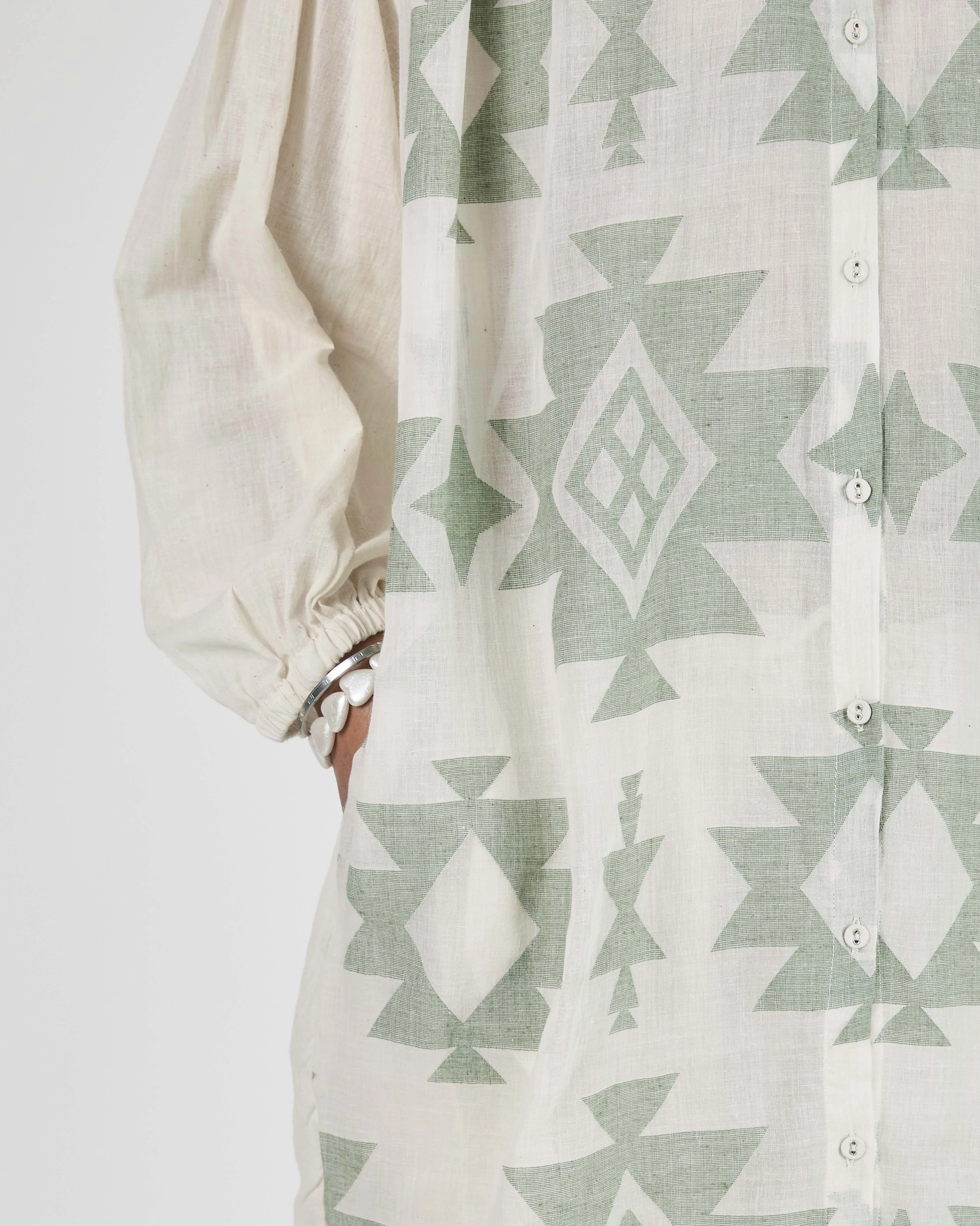 Samira Tunic in Jamdani Sage