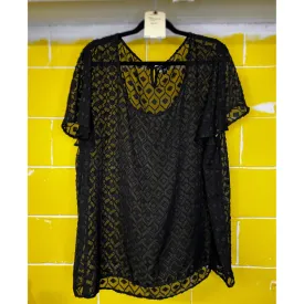 short-sleeved sheer patterned tunic - 3x