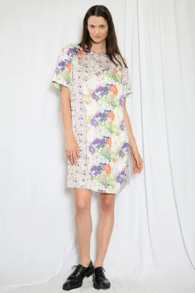 Silk Printed Lavender Floral Tunic Dress