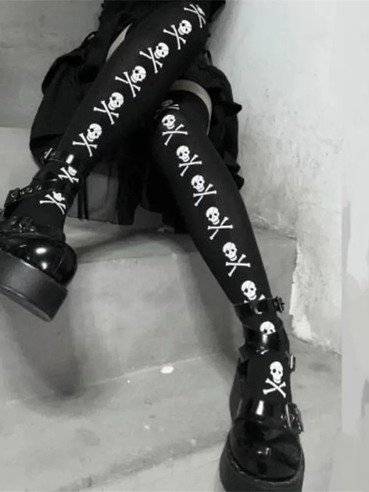 Skull n Bones Thigh Highs