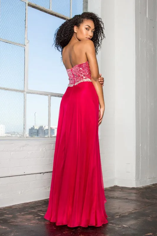 Strapless long  prom dress