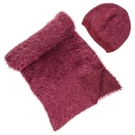 Women's Luxe Feather Winter Scarf and Hat Set