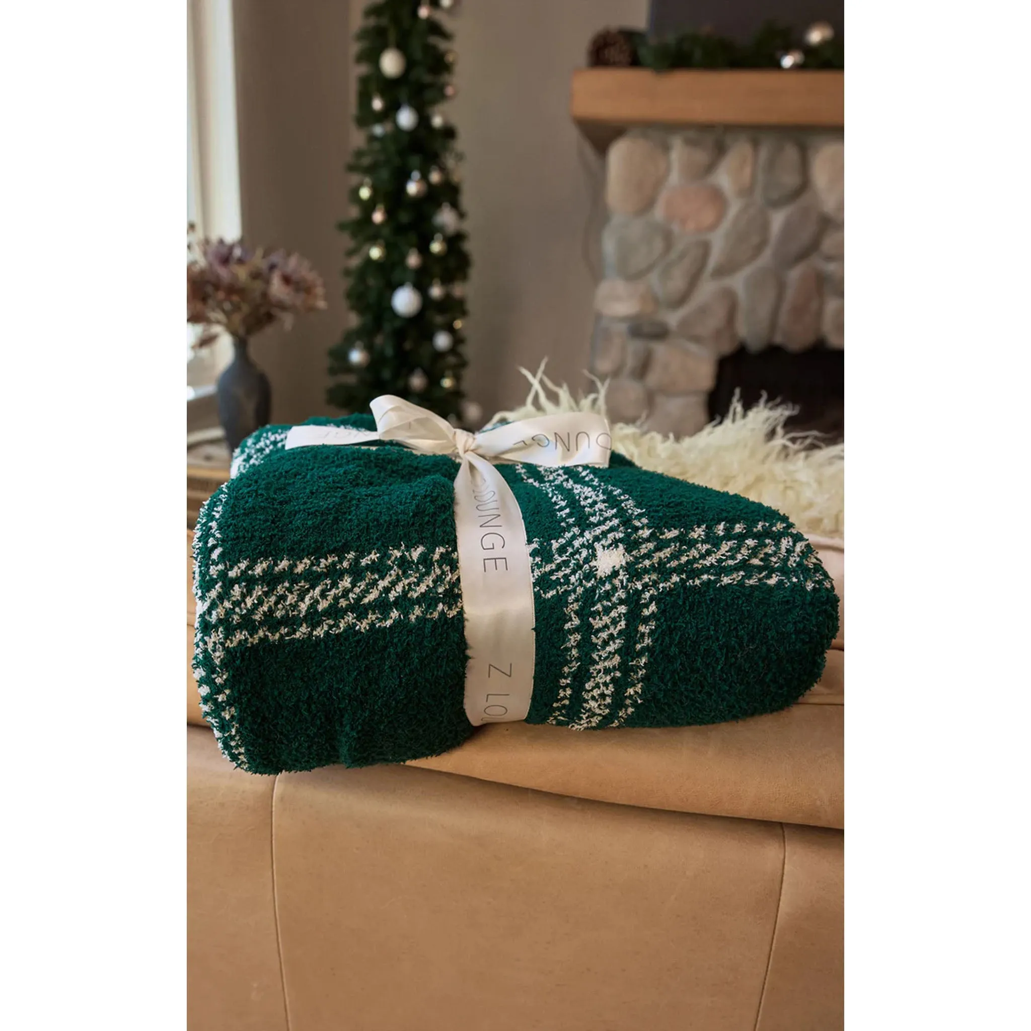 Z Supply Plaid Plush Blanket in Noble Fir